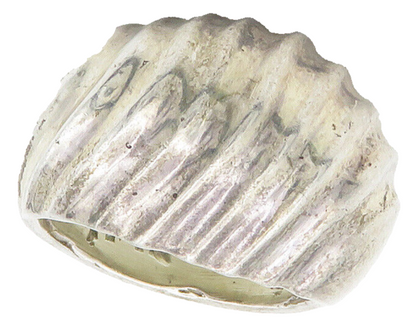 MEXICO 925 Sterling Silver  Vintage Fluted Dome Shiny Band Ring Sz 8  RG15539