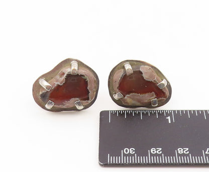 925 Sterling Silver Vintage Cufflinks JACOB OLDAK Cabochon Agate Gothic  TR4203