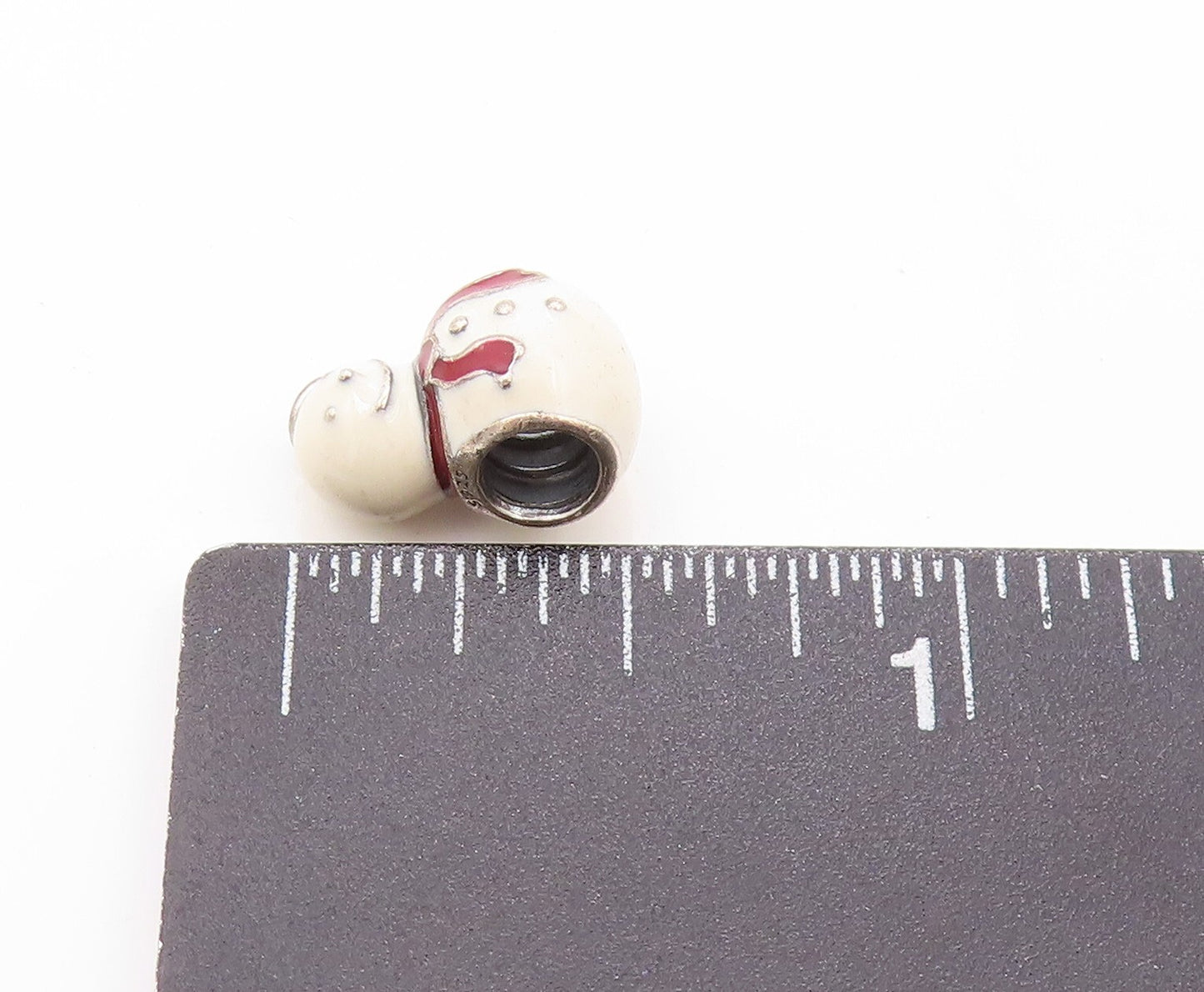 925 Sterling Silver Vintage Pendant PANDORA Enameled Snowman Charm  PT23949
