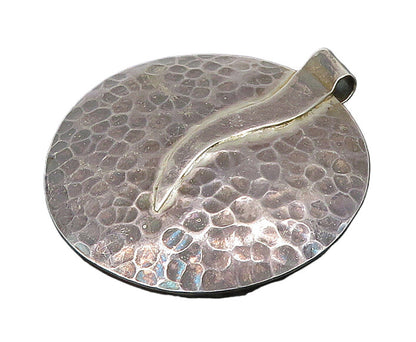 925 Sterling Silver  Vintage Dark Tone Hammered Round Pendant  PT18663