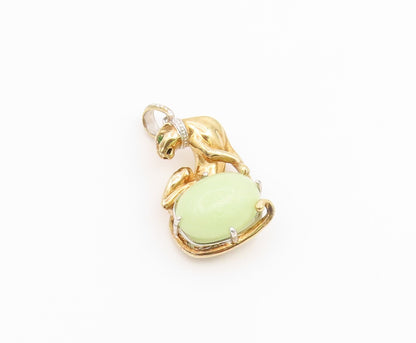 925 Sterling Silver Vintage Pendant Gold Plated MICHAEL VALITUTTI Jade  PT26498