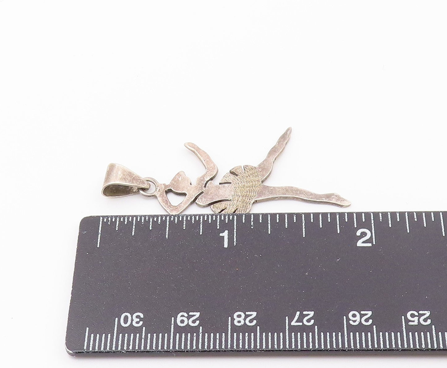 925 Sterling Silver  Vintage Dark Tone Ballet Dancer Motif Pendant  PT6392