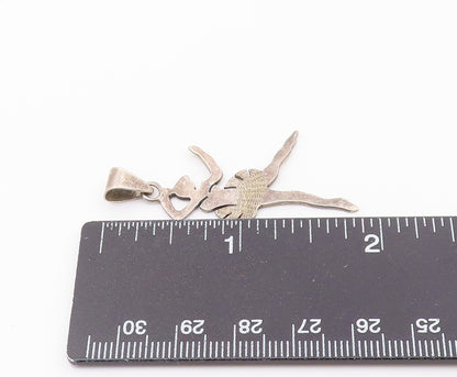 925 Sterling Silver  Vintage Dark Tone Ballet Dancer Motif Pendant  PT6392