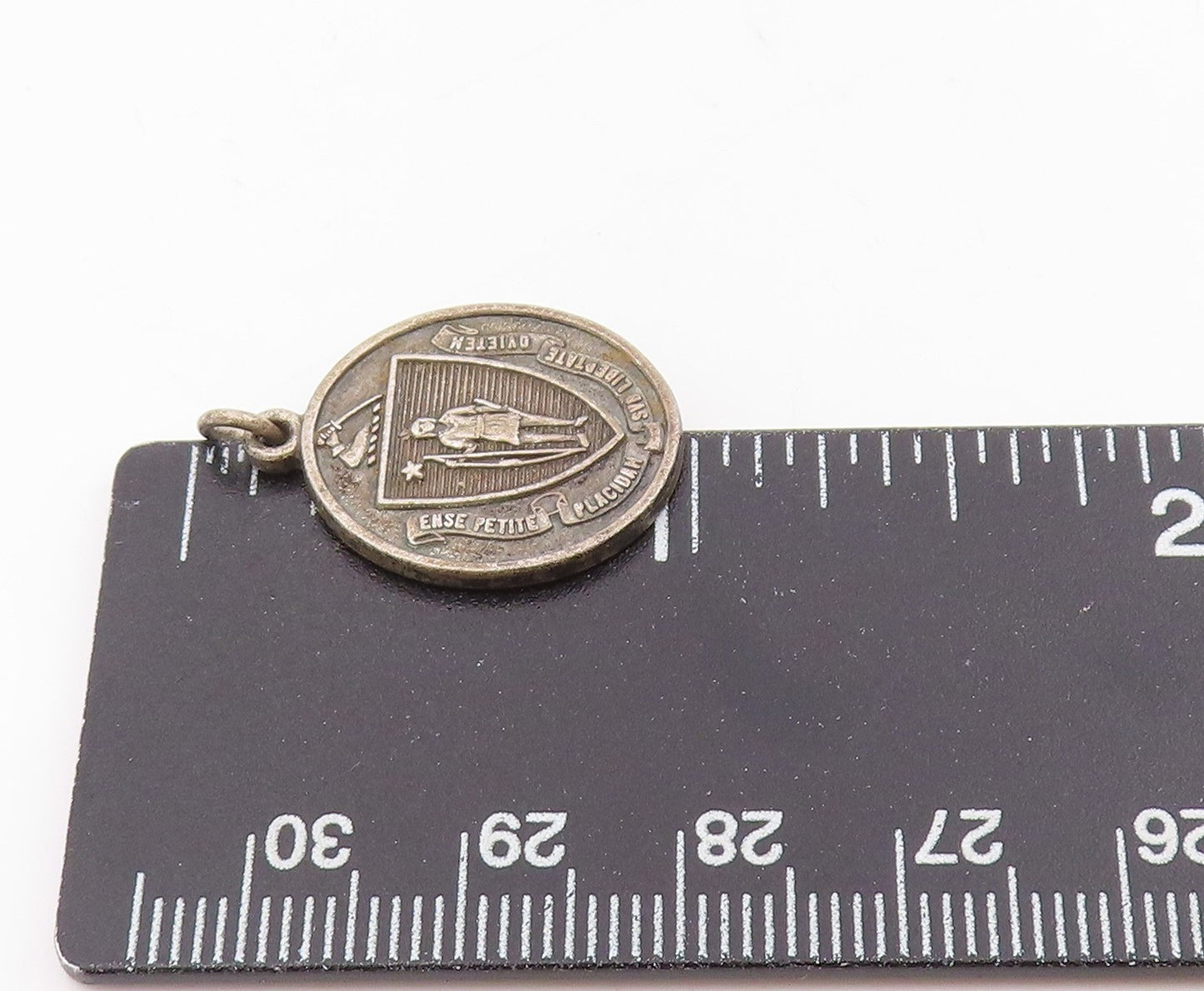 925 Sterling Silver Vintage Pendant Massachusetts Mass State Seal Charm PT25506