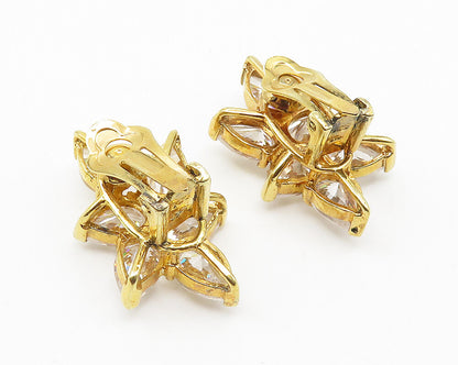 925 Sterling Silver  Cubic Zirconia Gold Plated Non Pierce Earrings  EG5837