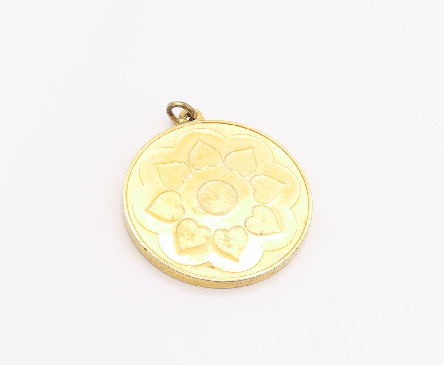 925 Sterling Silver Vintage Pendant Gold Plated Floral Design Medallion  PT24908