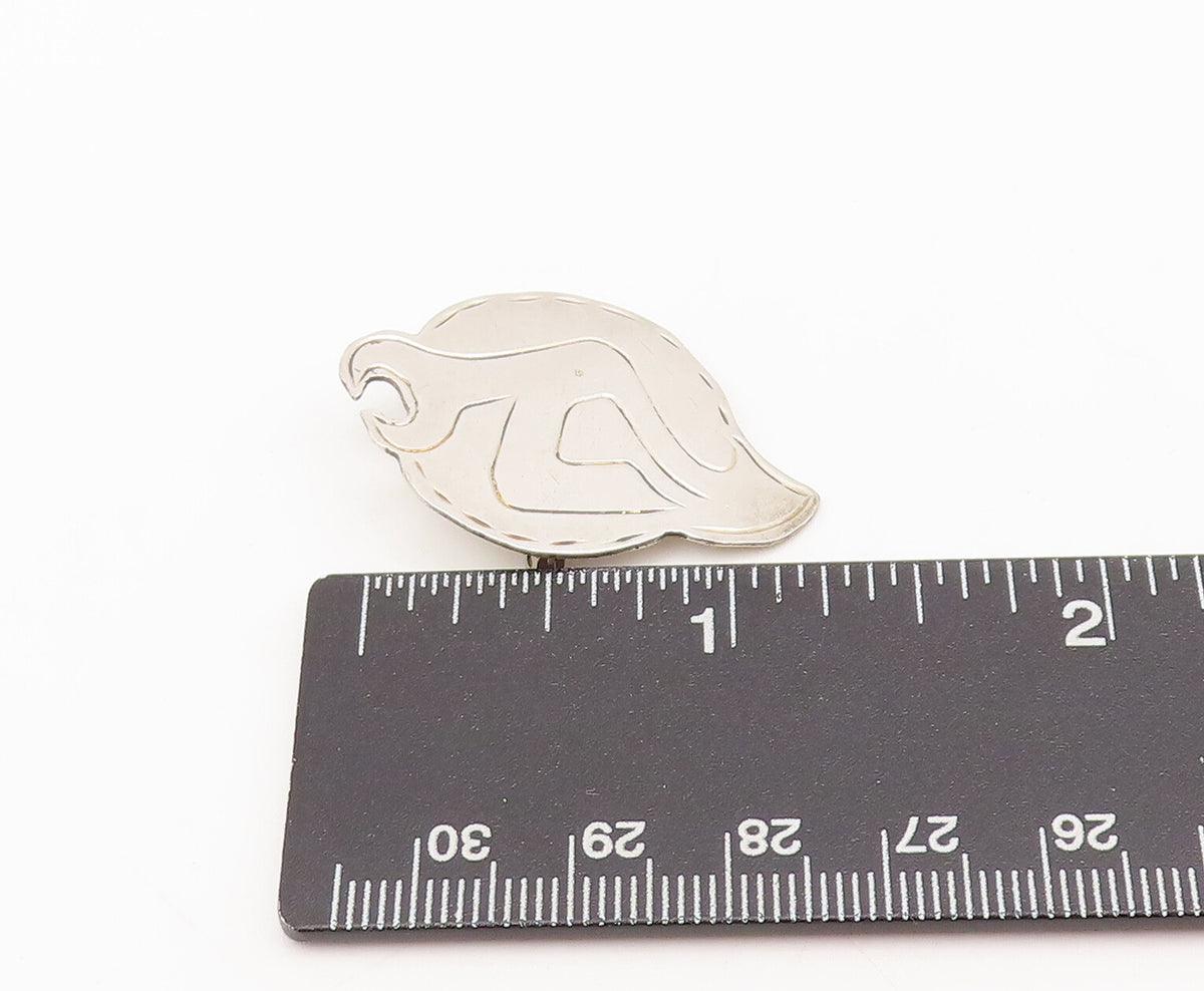 925 Sterling Silver Vintage Brooch Pin Designer Etched Flaming Wrench  BP10545