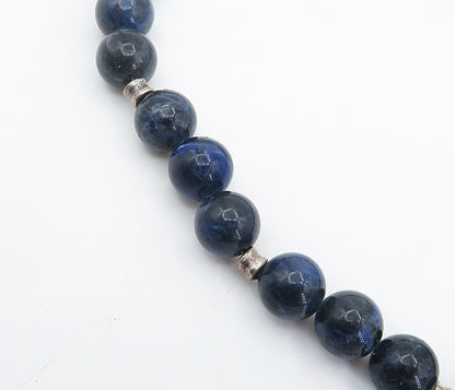 925 Sterling Silver  Vintage Moonstone & Sodalite Beaded Chain Necklace NE1211