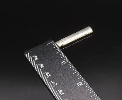 925 Silver  Vintage Minimalist Cubic Zirconia Hammered Bar Pendant  PT21847