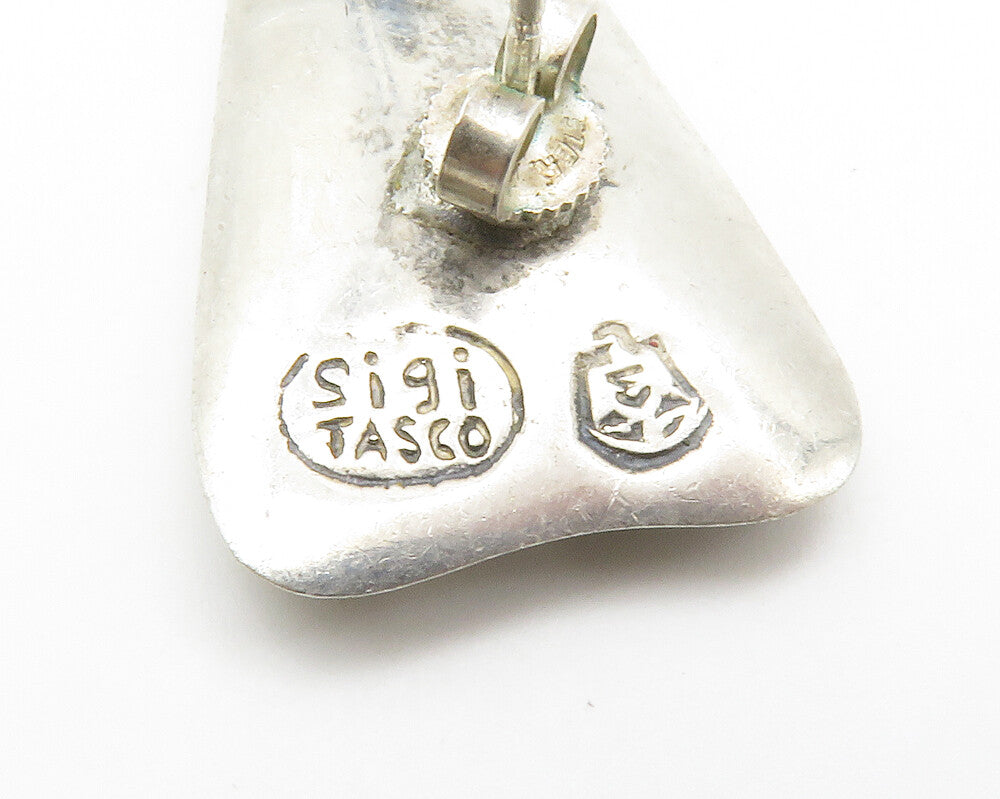 SIGI PINEDA TASCO 925 Silver  Vintage Modernist Folded Drop Earrings  EG7425