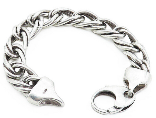 925 Sterling Silver  Vintage Shiny Double Twist Link Chain Bracelet  BT2286