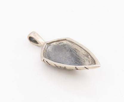 925 Sterling Silver Vintage Pendant Modernist Carved Geometric Charm  PT26167