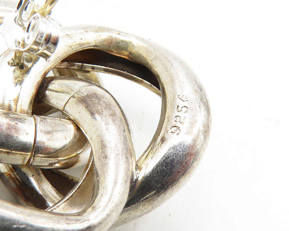 925 Sterling Silver & 14K GOLD  Vintage Pretzel Knot Drop Earrings  EG5294
