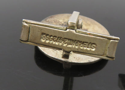 925 Sterling Silver  Vintage Oxidized Round Modernist Cufflinks  TR3137