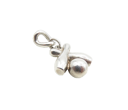 925 Sterling Silver  Vintage Petite Shiny Bowling Ball & Pins Pendant  PT6941