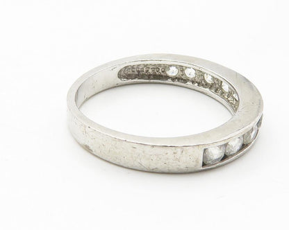 925 Sterling Silver  Cubic Zirconia Half Eternity Band Ring Sz 6  RG11586