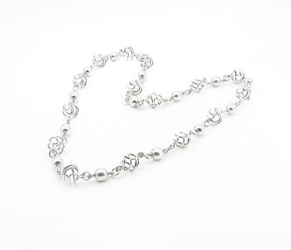 MEXICO 925 Sterling Silver  Vintage Shiny Cage Sphere Chain Necklace  NE1408
