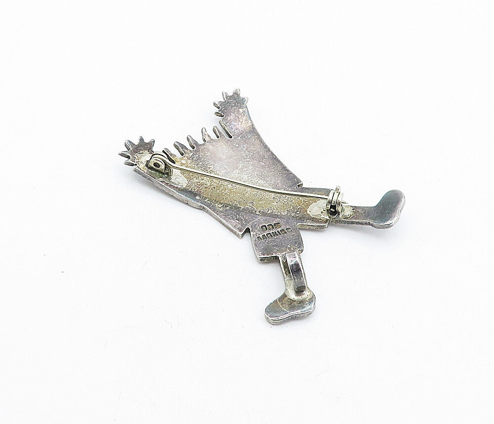 MEXICO 925 Sterling Silver  Vintage Shiny Jumping Child Brooch Pin  BP1548