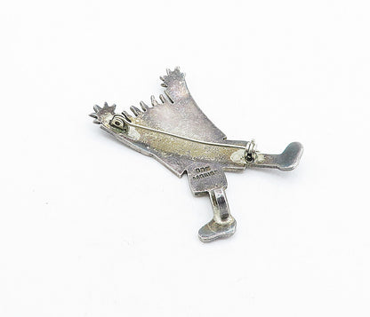 MEXICO 925 Sterling Silver  Vintage Shiny Jumping Child Brooch Pin  BP1548