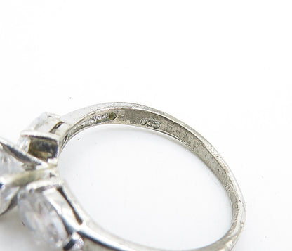 925 Sterling Silver  Cubic Zirconia Solitaire With Accents Ring Sz 6  RG7597