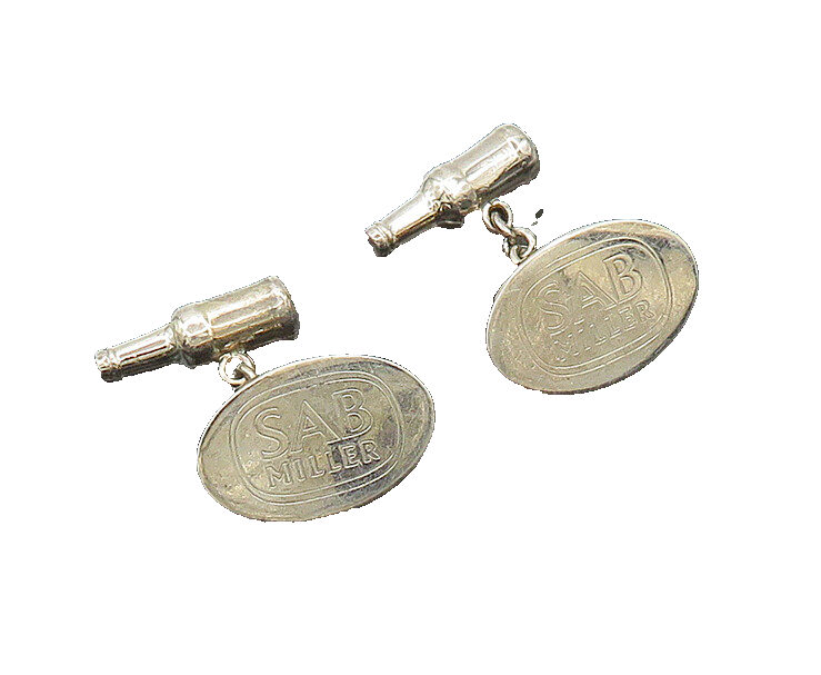 925 Sterling Silver  Vintage Shiny SAB Miller Stamped Oval Cufflinks  TR2871