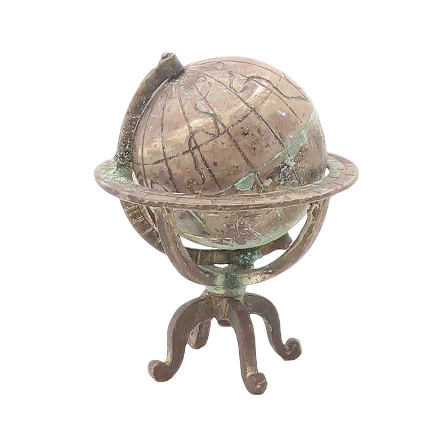 925 Sterling Silver Vintage Paper Weight Dark Tone Cutout Globe   TR3842