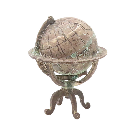 925 Sterling Silver Vintage Paper Weight Dark Tone Cutout Globe   TR3842