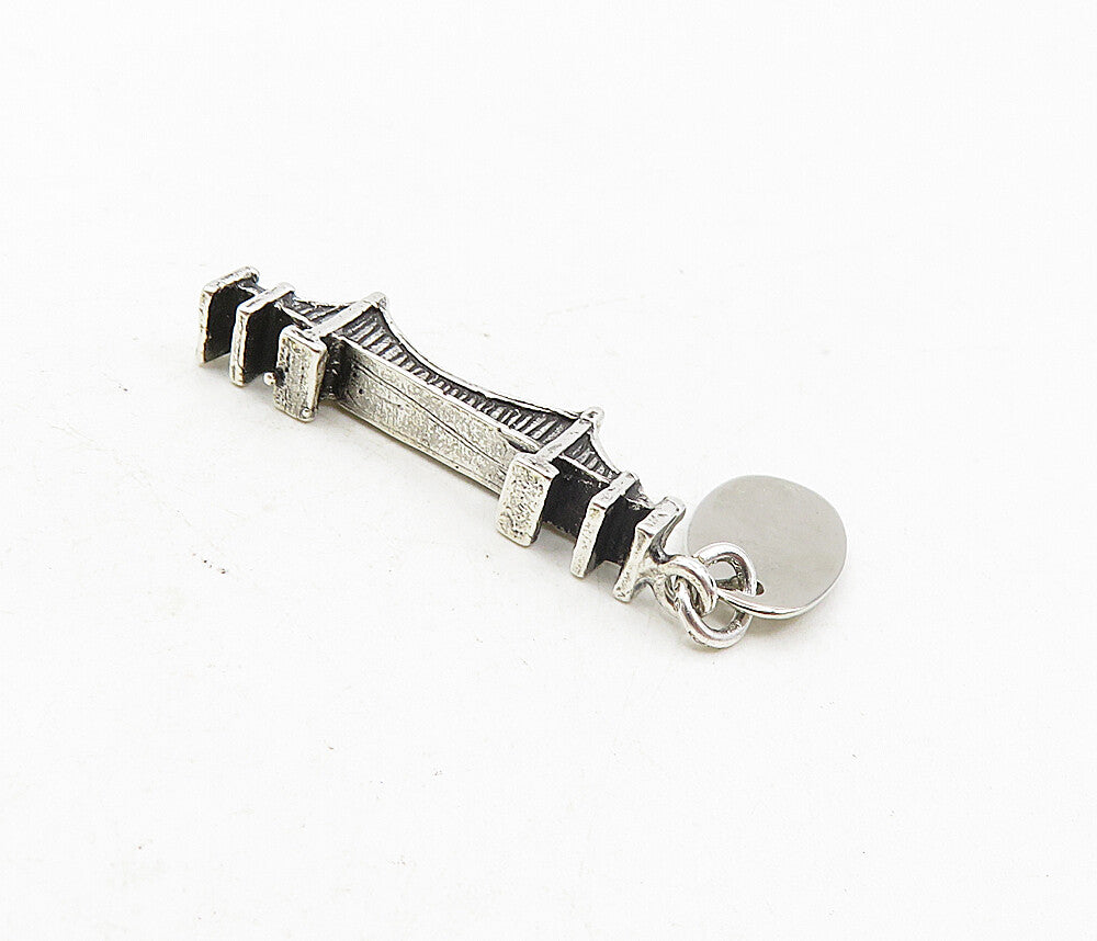 925 Sterling Silver  Vintage Shiny Petite Mackinaw Bridge Pendant  PT6696