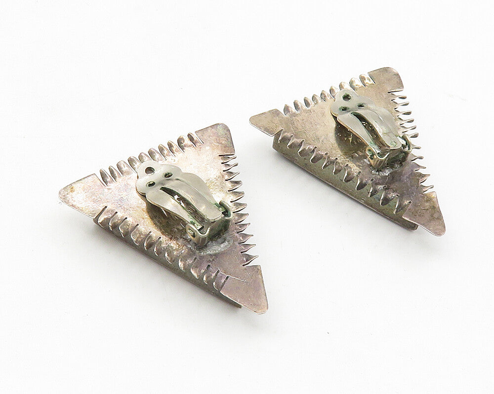 ALDFRO MEXICO 925 Silver  Vintage Black Onyx Non Pierce Drop Earrings  EG5662