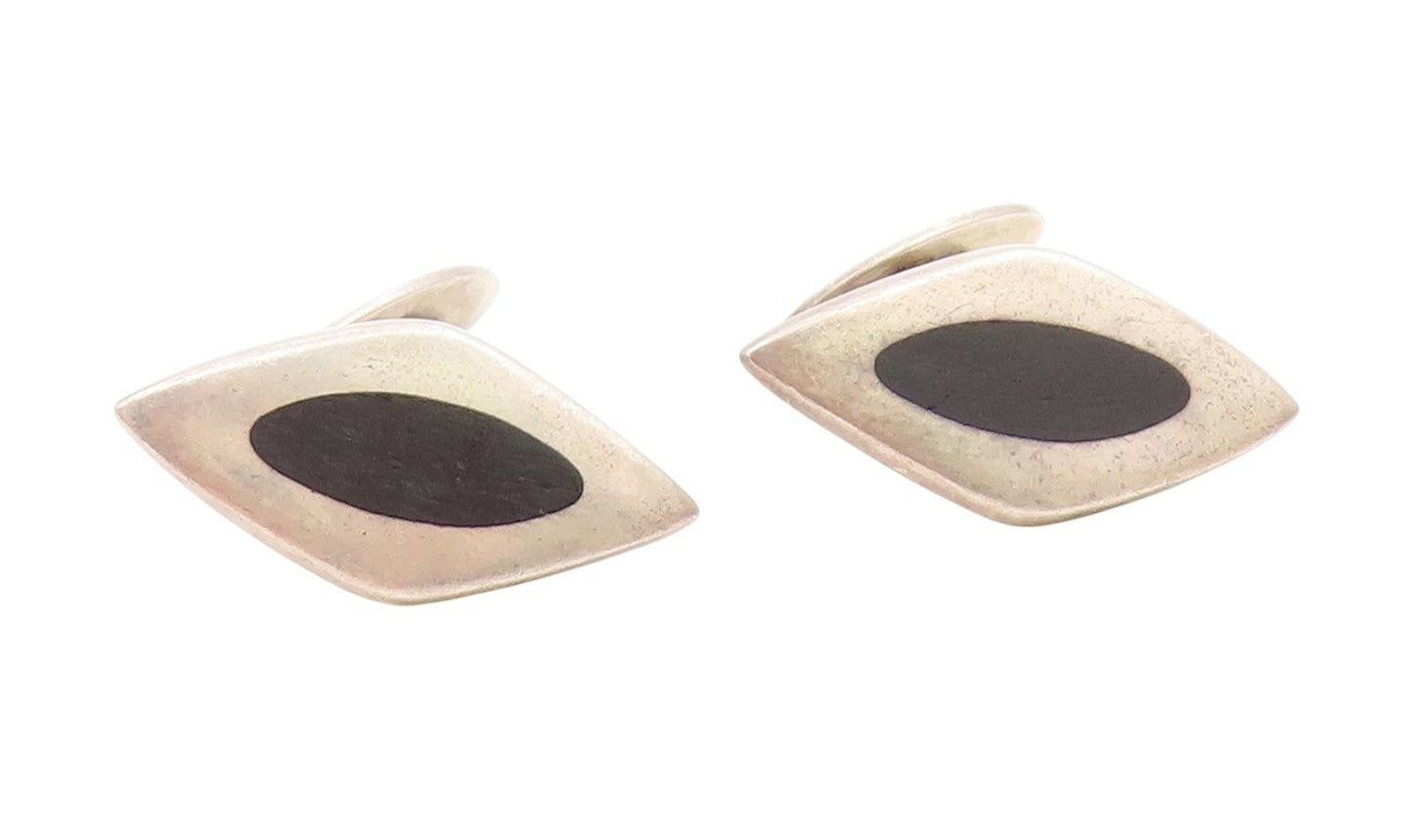 DENMARK 925 Silver Vintage Smooth Two Tone Diamond Shape Cufflinks  TR3148