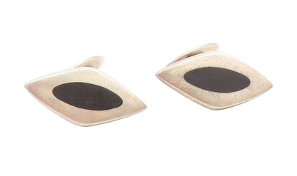 DENMARK 925 Silver Vintage Smooth Two Tone Diamond Shape Cufflinks  TR3148