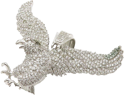 925 Sterling Silver  Vintage Cubic Zirconia Encrusted Eagle Pendant  PT12457