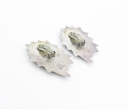 MEXICO 925 Sterling Silver Vintage Modernist Non Pierce Clip On Earrings  EG3331