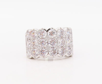 925 Sterling Silver Vintage Ring Designer Large CZ Inlay Band  Sz 7.5  RG30614