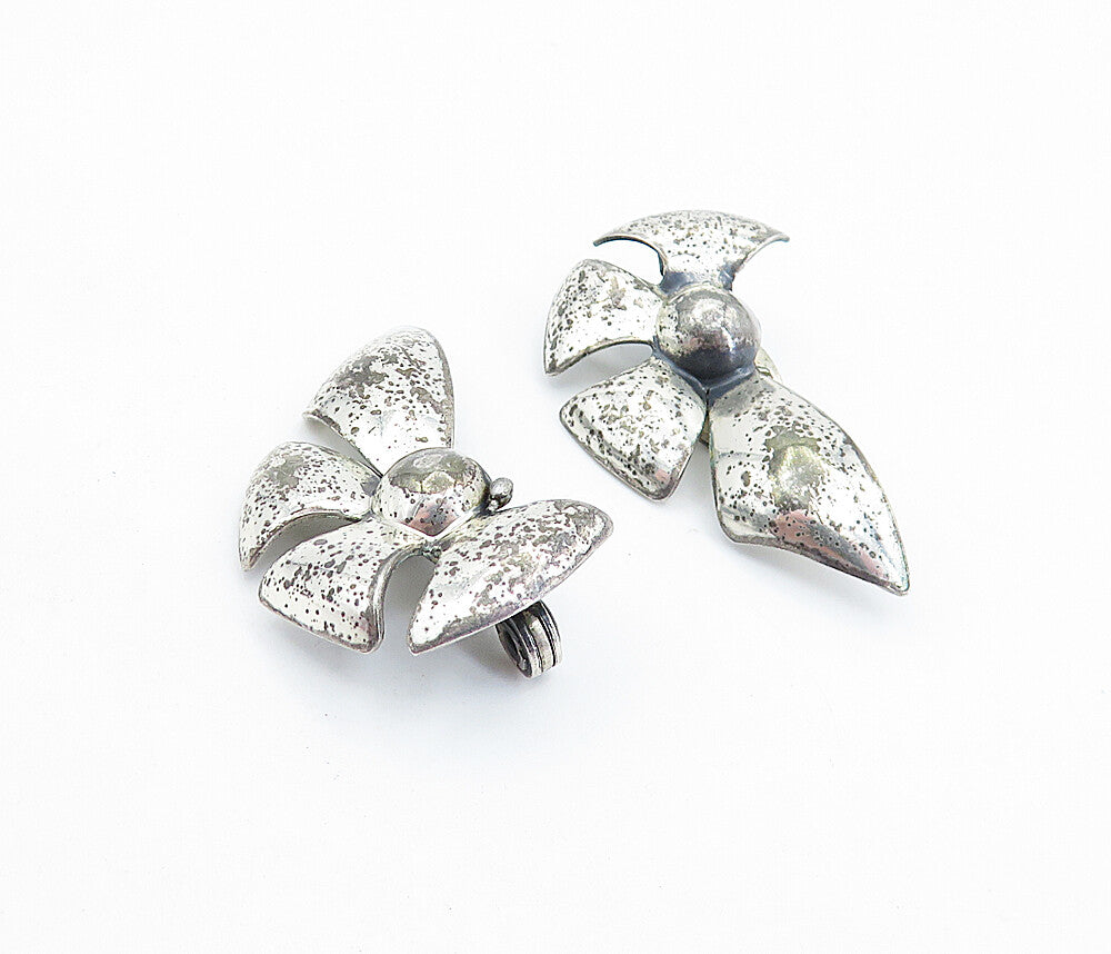 MONET 925 Sterling Silver  Vintage Modernist Floral Drop Earrings  EG2901