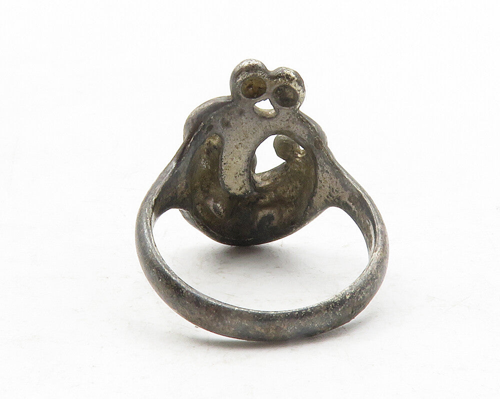 CAROLYN POLLACK 925 Silver  Vintage Dark Tone Modernist Band Ring Sz 7 RG12433