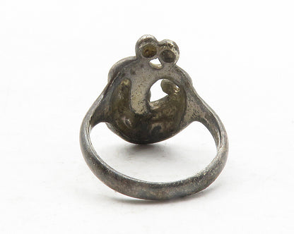 CAROLYN POLLACK 925 Silver  Vintage Dark Tone Modernist Band Ring Sz 7 RG12433