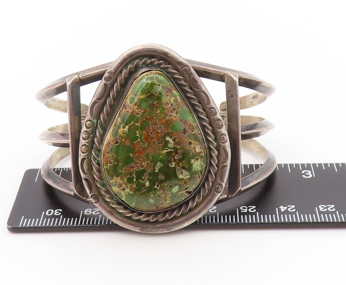 925 Sterling Silver Vintage Bracelet NAVAJO ZUNI Royston Turquoise  BT11032