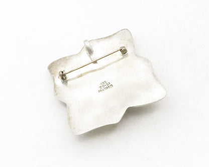 MEXICO 925 Sterling Silver  Vintage Hollow Square Design Brooch Pin  BP4797