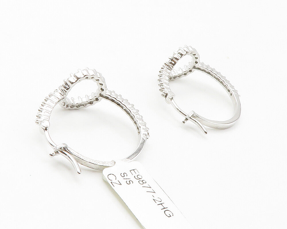 925 Sterling Silver  Sparkling Cubic Zirconia Open Circle Hoop Earrings EG7192