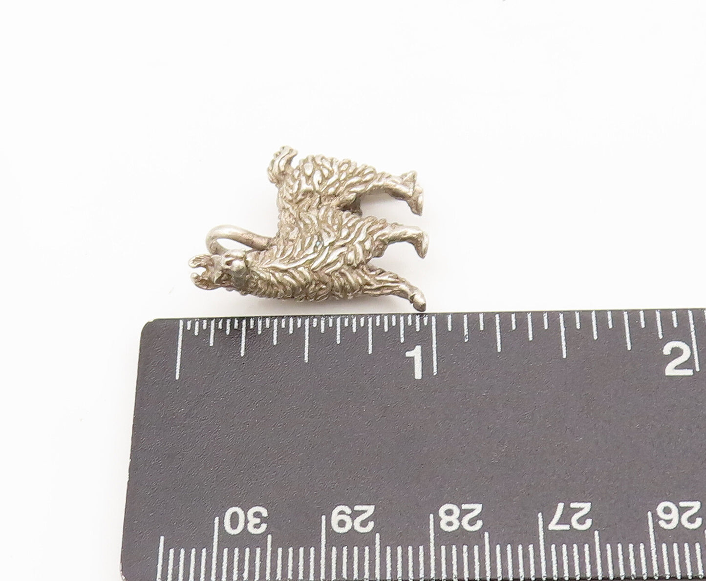 925 Sterling Silver Vintage Pendant 3D Carved Mini Hairy Lamb Charm  PT22478