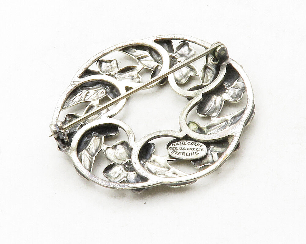 DANECRAFT 925 Sterling Silver  Vintage Shiny Floral Wreath Brooch Pin  BP5083