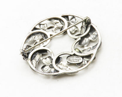DANECRAFT 925 Sterling Silver  Vintage Shiny Floral Wreath Brooch Pin  BP5083