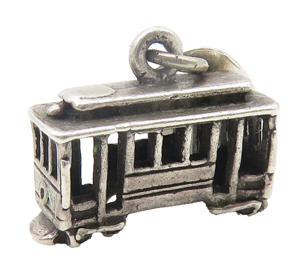 925 Sterling Silver  Vintage Petite San Francisco Cable Car Pendant  PT9385