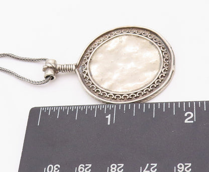 925 Sterling Silver Vintage Necklace SHABLOOL ISRAEL Carved Round Pendent NE4318