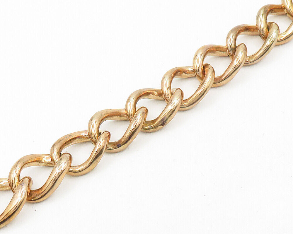925 Sterling Silver  Vintage Shiny Rose Gold Plated Chain Necklace  NE3093