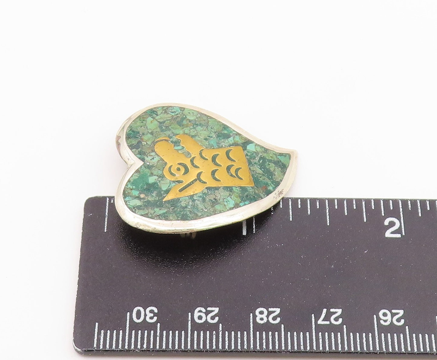 TAXCO 925 Silver  Vintage Turquoise Animal Head 2 Tone Brooch Pin  BP8150