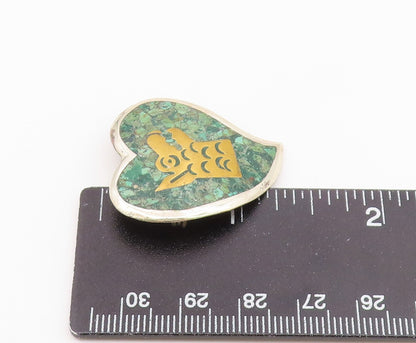 TAXCO 925 Silver  Vintage Turquoise Animal Head 2 Tone Brooch Pin  BP8150