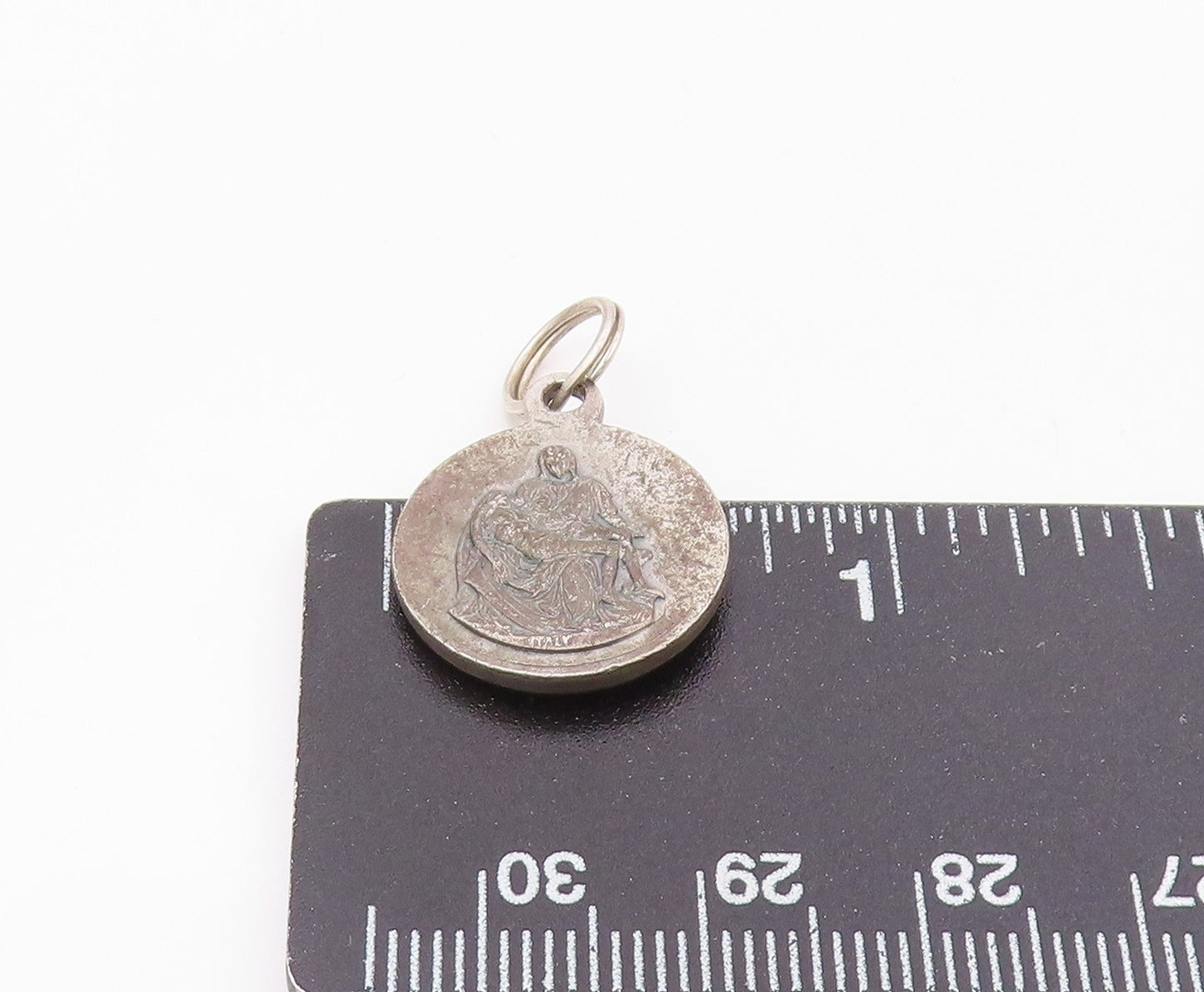 925 Silver  Vintage Antique Two Sided Pope Joannes Paulus II Pendant  PT21280