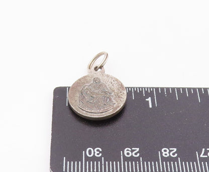 925 Silver  Vintage Antique Two Sided Pope Joannes Paulus II Pendant  PT21280